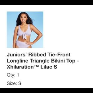 Juniors ribbed tie-front bikini top size small